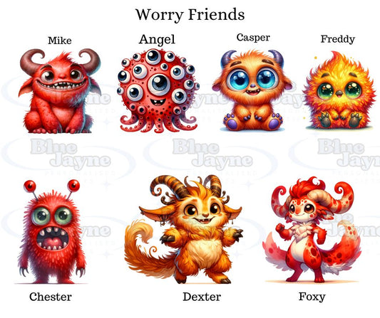 All 30  Worry Friends -  Waterproof Sticker   Set