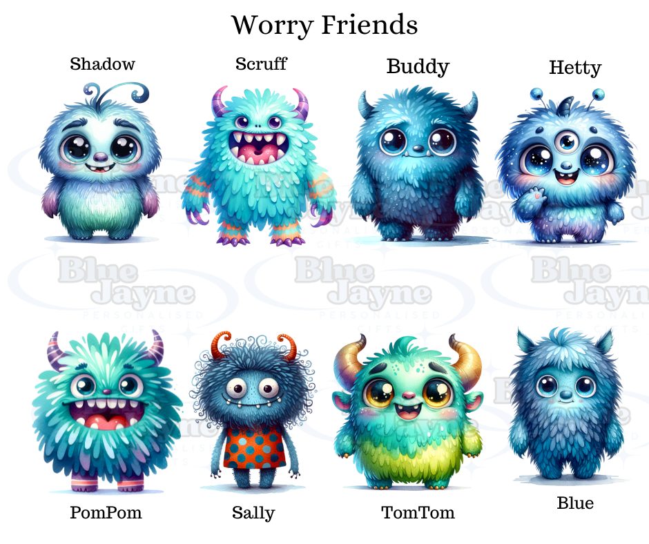 All 30  Worry Friends -  Waterproof Sticker   Set