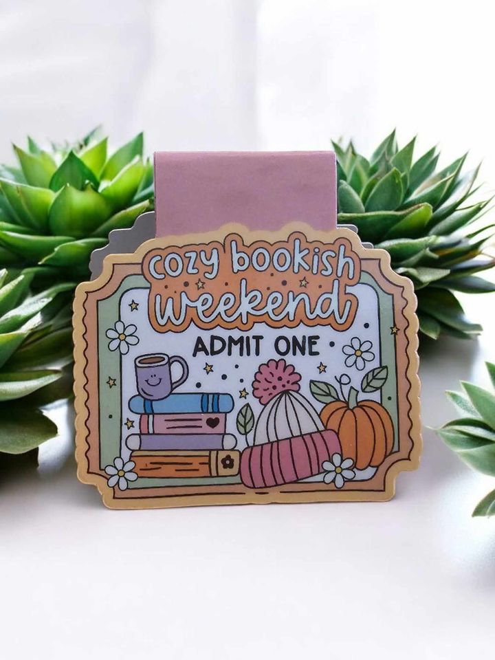 Cozy Bookish Weekend Admit One Ticket Magnetic Bookmark