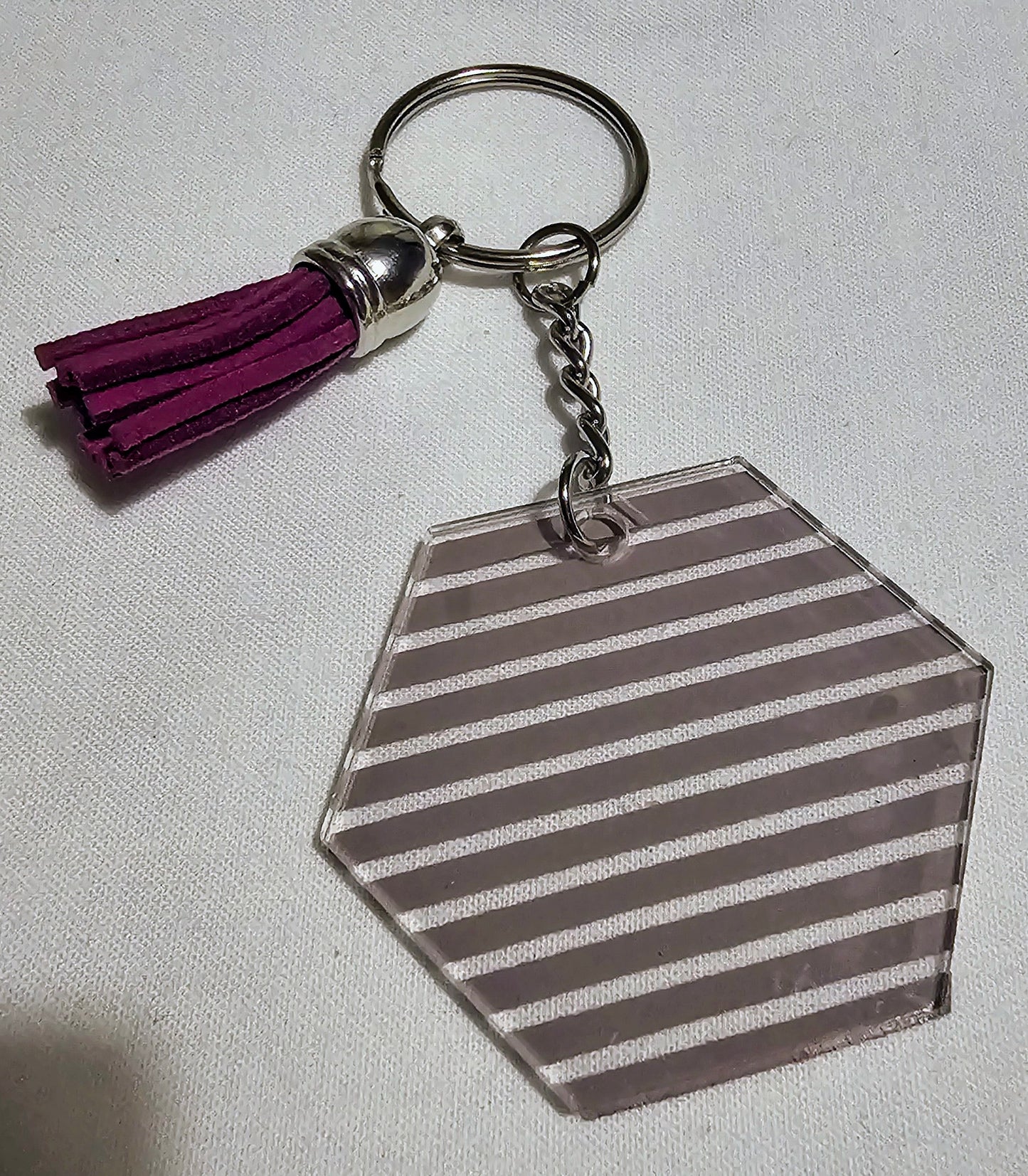 Hexagon stripped keyring